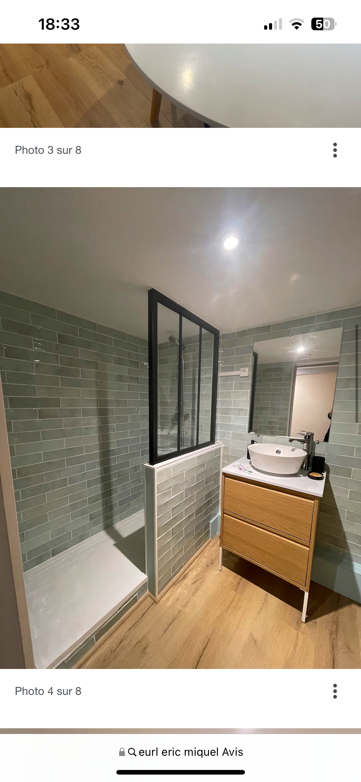 Salle de bain carrelage métro vert douche italienne